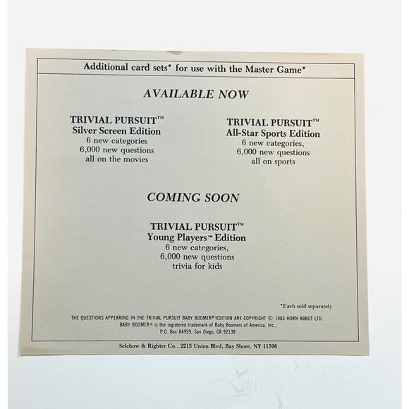 Trivial Pursuit Baby Boomer 1983 Trivia Card Set Complete Game Retro Pop Culture - Picture 5 of 12